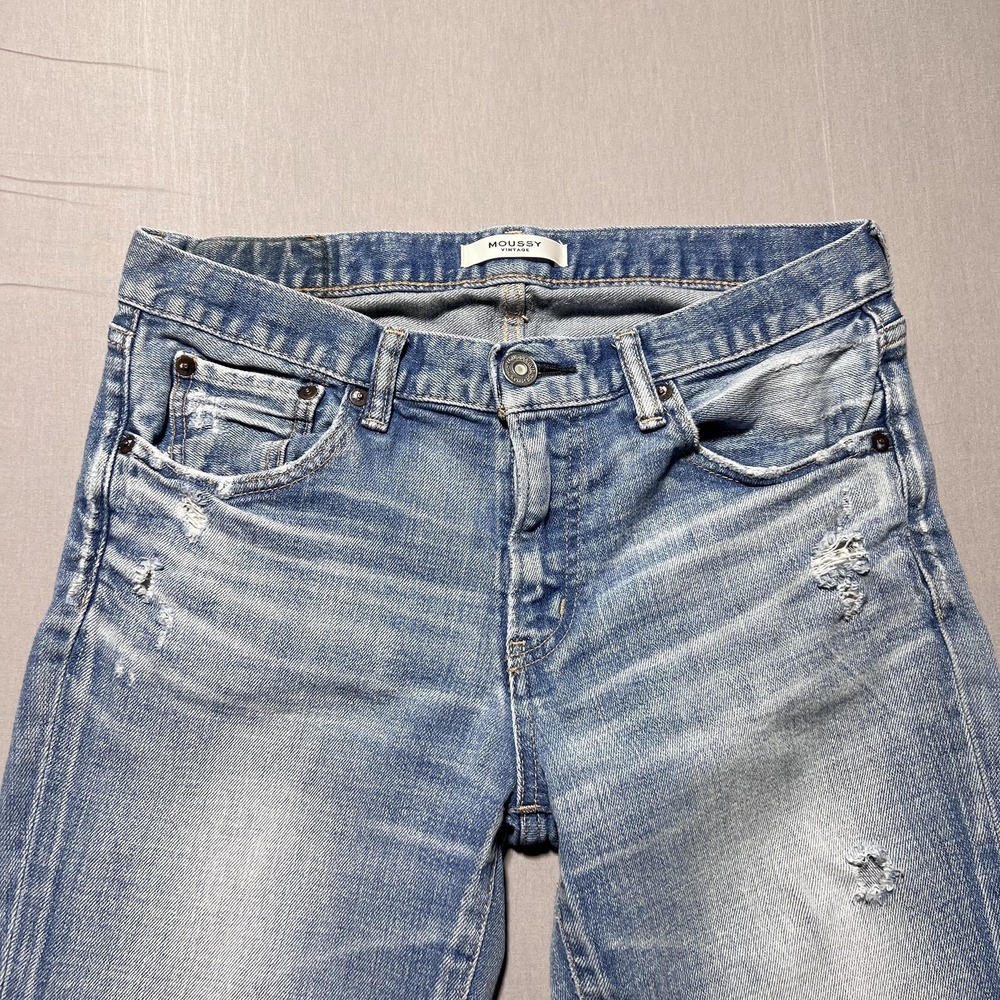 Moussy Vintage Lenwood Skinny Jeans Womens Light Wash Distressed Slim 30x26.5 - Picture 4 of 16
